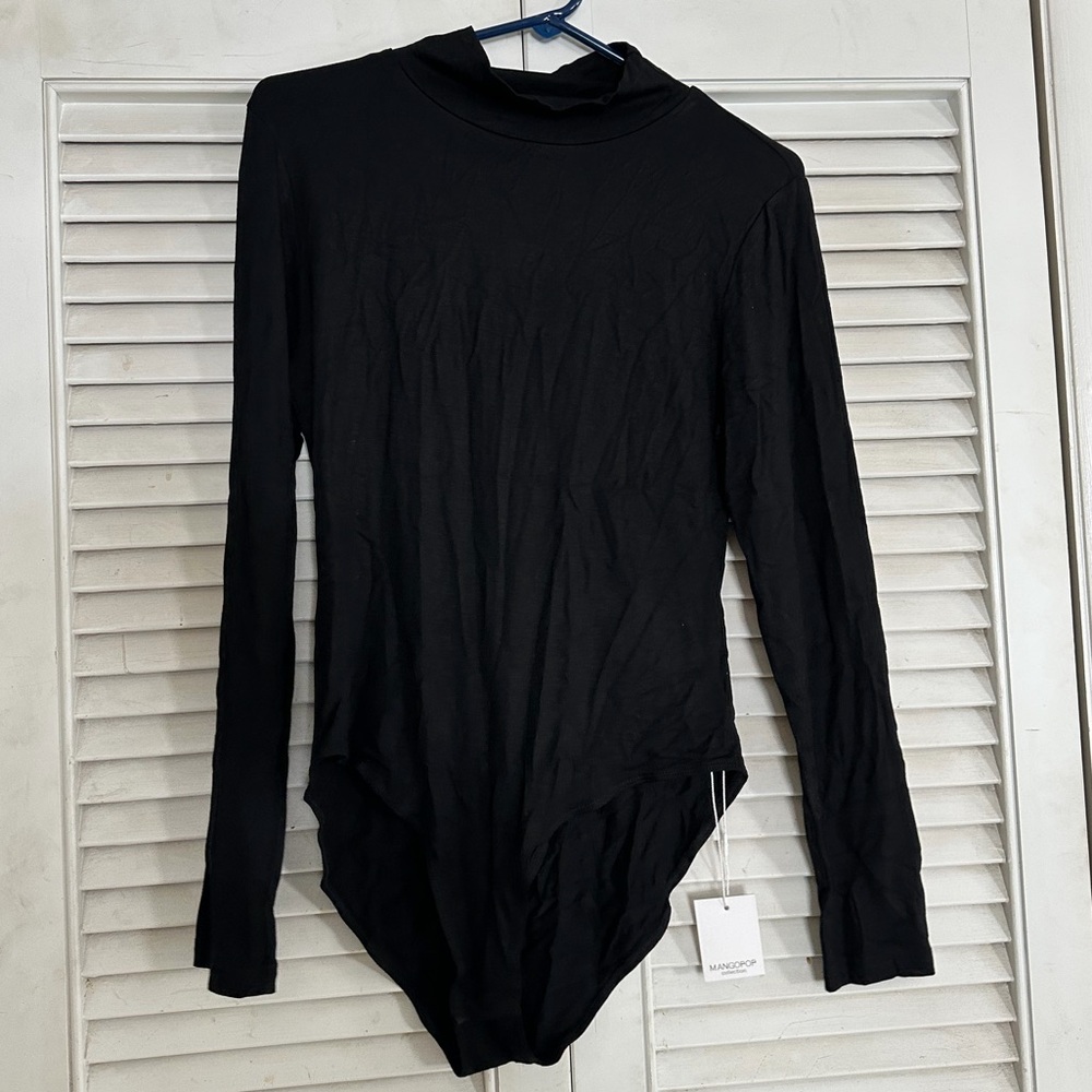 Mango Classic Black Long Sleeve Bodysuit